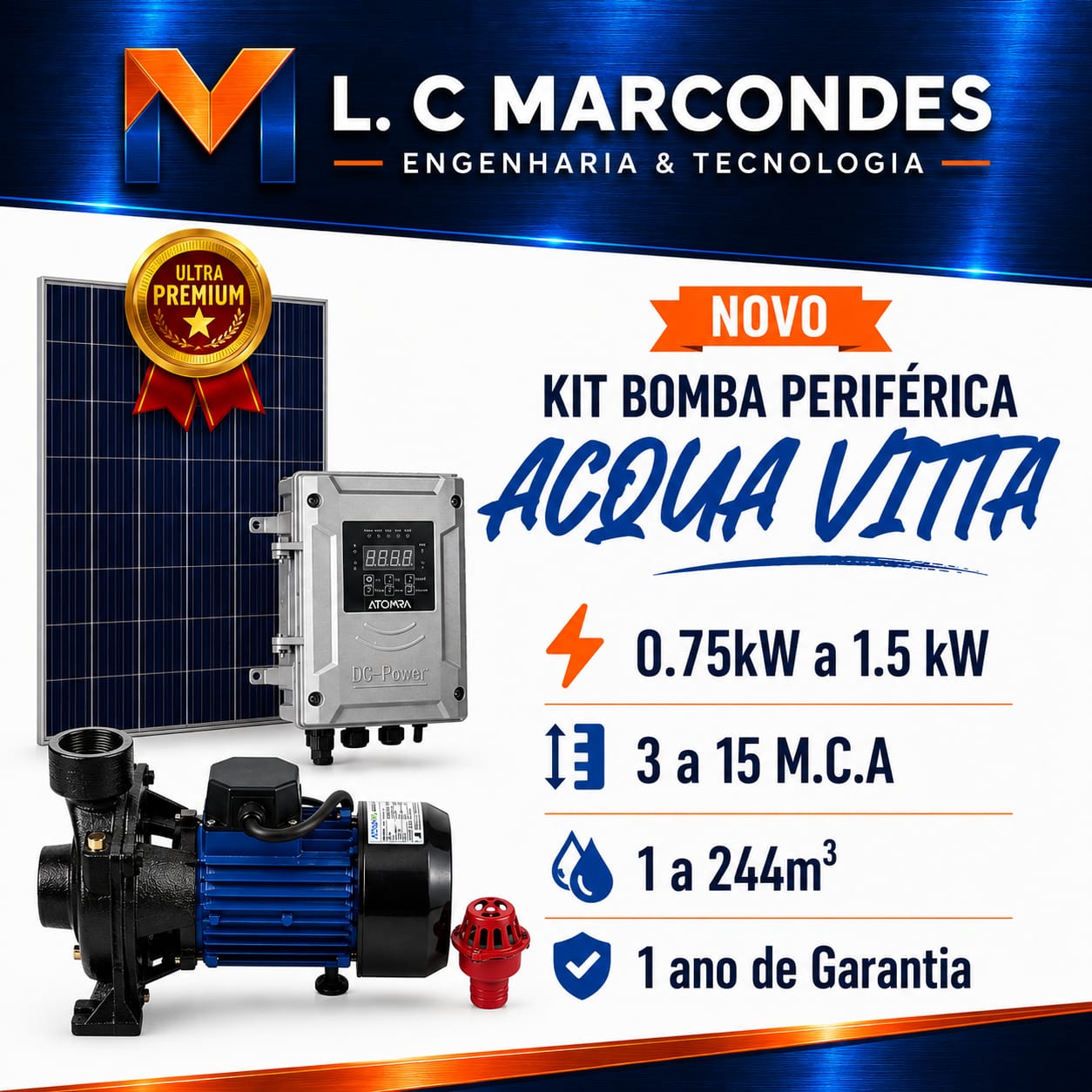 Acqua Vitta — Periférica — Kit Bomba Periférica Solar LCM Engenharia