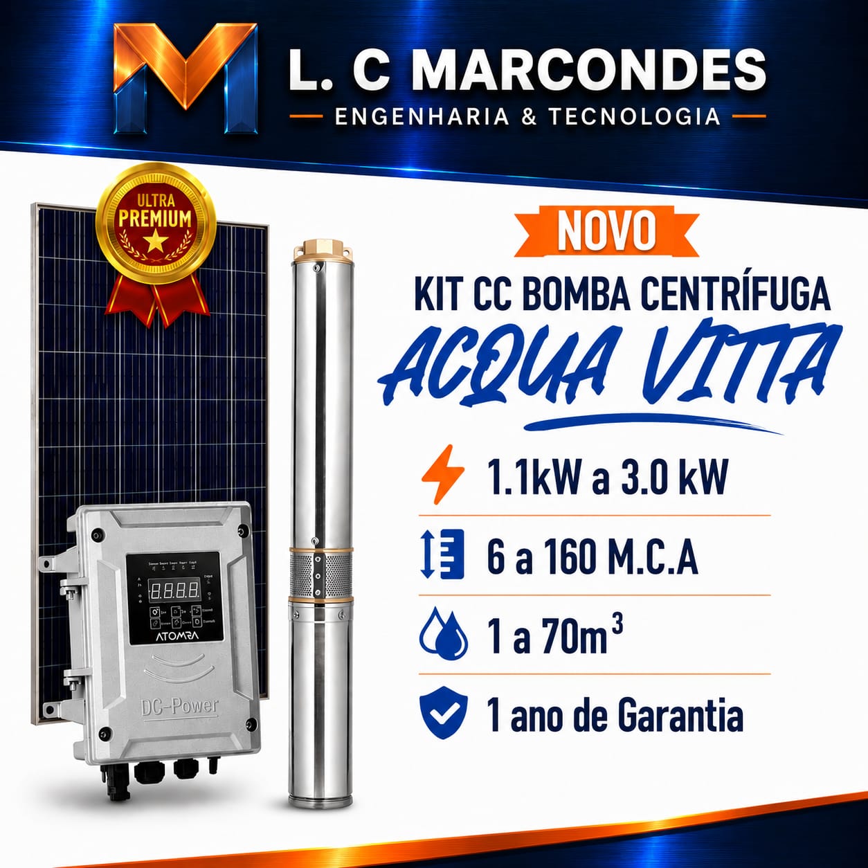 Acqua Vitta — Centrífuga CC — Kit CC Bomba Centrífuga Solar LCM Engenharia