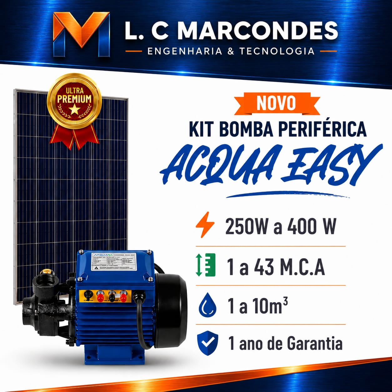 Acqua Easy — Kit Bomba Periférica Solar LCM Engenharia